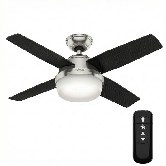 Hunter 50628 Dante Deckenventilator Licht 112 cm Nickel Dunkelbraun Fernbed.