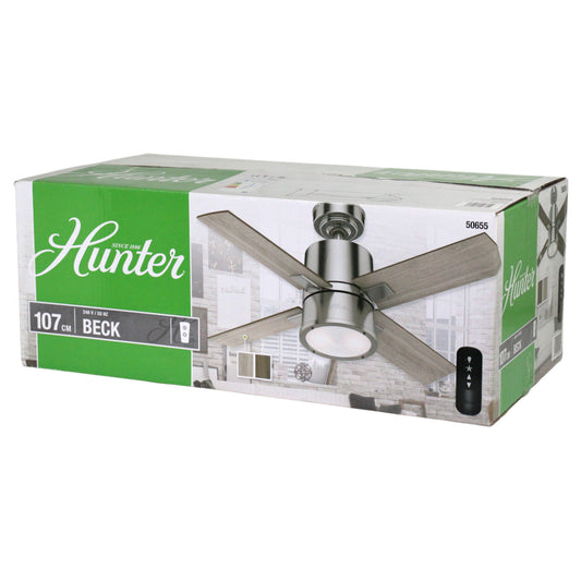 Hunter 50655 Beck Deckenventilator 107 cm mit Beleuchtung Fernbedienung Eiche