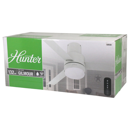 Hunter 50938 Gilmour Deckenventilator Beleuchtung Fernbedienung 132 cm Weiß