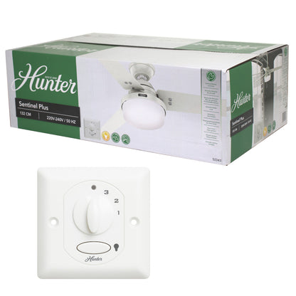 Hunter 52343 Sentinel Plus Deckenventilator 132 cm Weiss mit Beleuchtung
