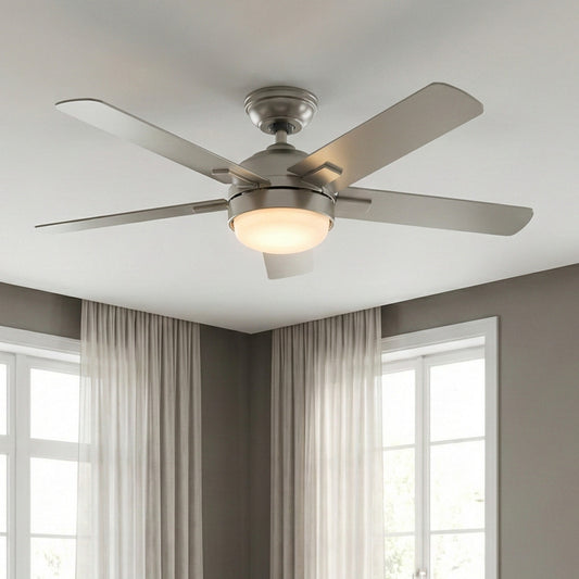Hunter 51778 Zeal Deckenventilator 132 cm Silber mit Beleuchtung und Fernbed.