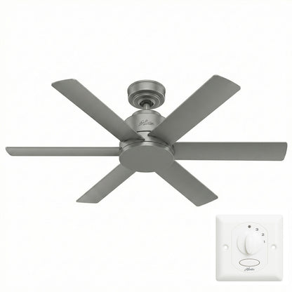 Hunter 50936 Kennicott Deckenventilator Fan Silber mit Wandschalter 112 cm