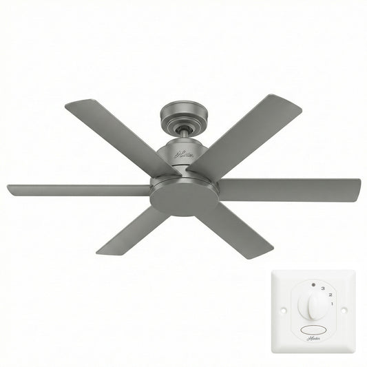 Hunter 50936 Kennicott Deckenventilator Fan Silber mit Wandschalter 112 cm