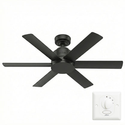 Hunter 50937 Kennicott Deckenventilator Fan Schwarz mit Wandschalter 112 cm