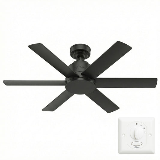 Hunter 50937 Kennicott Deckenventilator Fan Schwarz mit Wandschalter 112 cm