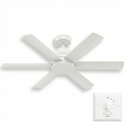 Hunter 50935 Kennicott Deckenventilator Fan Weiß mit Wandschalter 112 cm