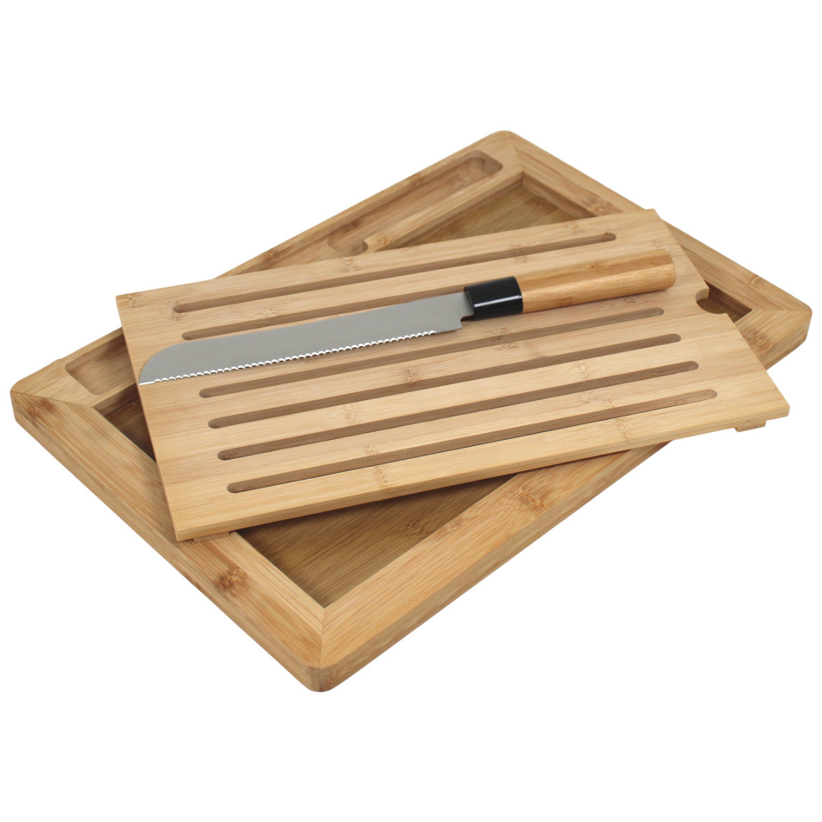 Kesper Bambus Schneidebrett Set Brot-Schneidebrett 42 × 28 cm inkl. Brotmesser