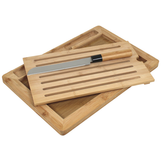 Kesper Bambus Schneidebrett Set Brot-Schneidebrett 42 × 28 cm inkl. Brotmesser