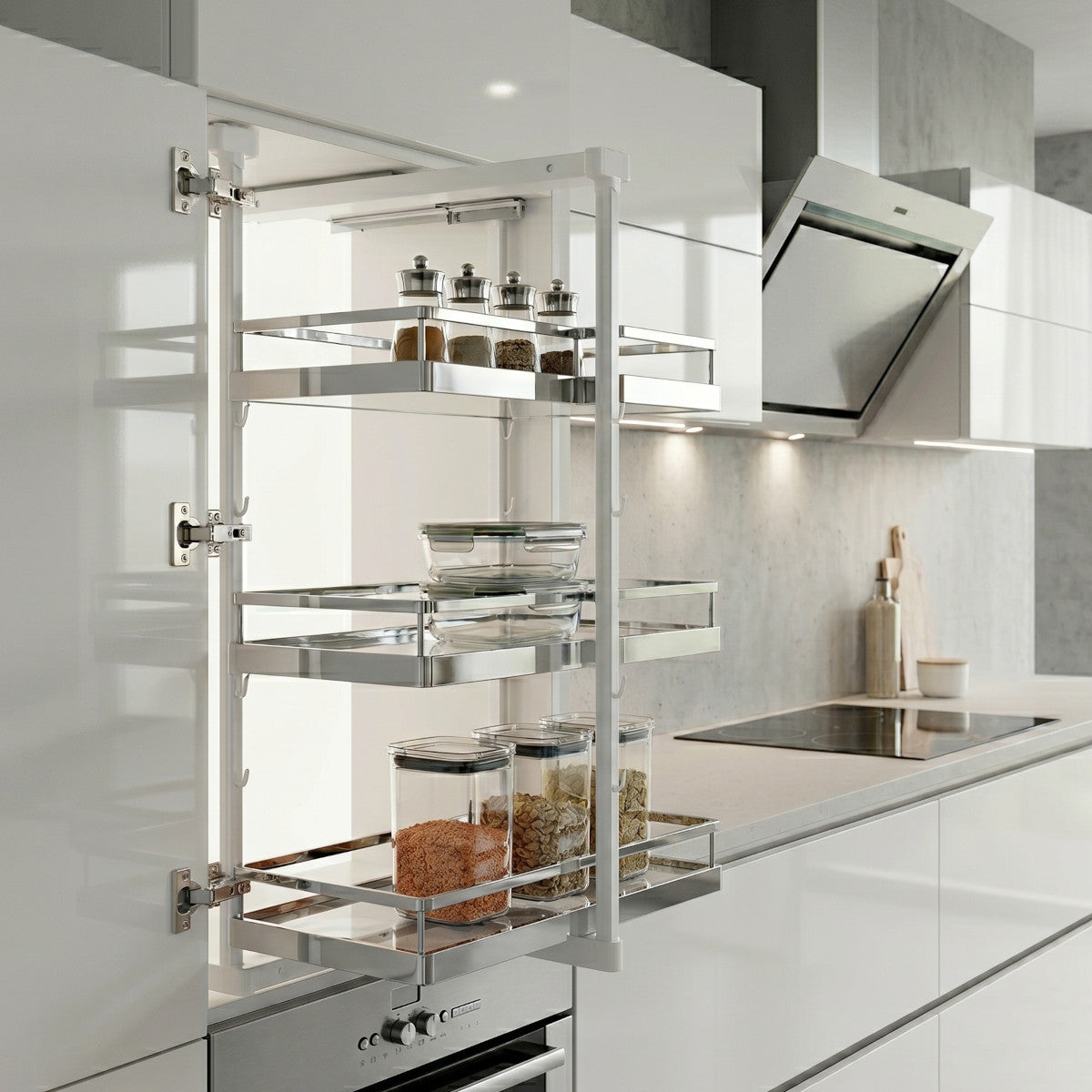 Kesseböhmer Tablar Style Auszugsystem für Drehtüre 228 x 75 x 470 mm Chrom