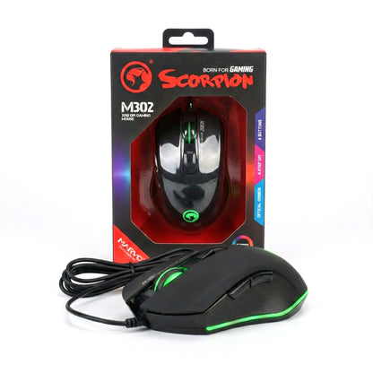 Marvo M302 Scorpion optische Gaming-Maus 3200 dpi LED USB kabelgebunden