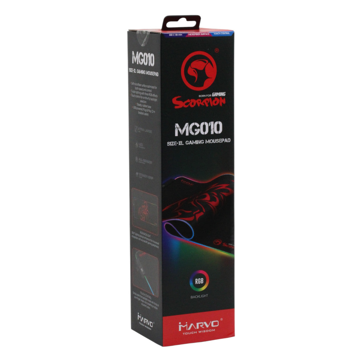 Marvo Scorpion MG010 XL Gaming Mauspad Schwarz Rot RGB USB 800 x 300 x 4 mm
