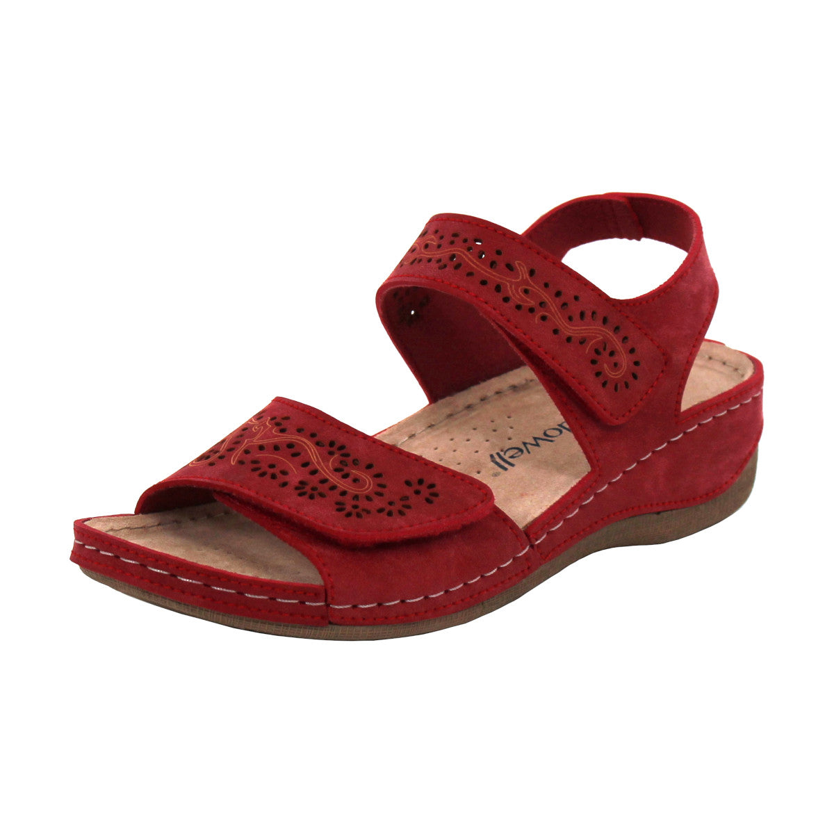 PodoWell Damensandale Sandalette Klettverschluss Rot Größe 37