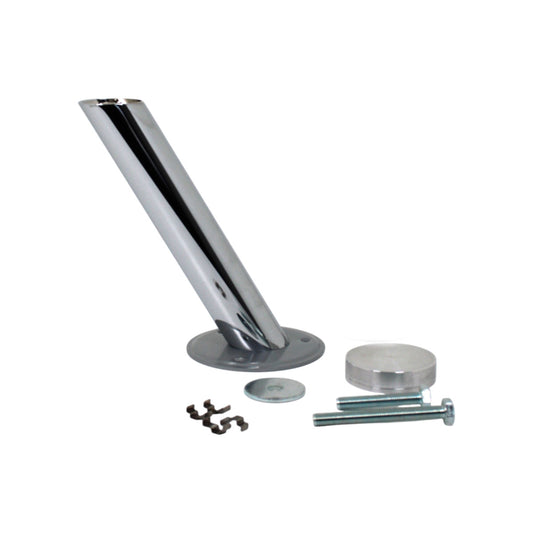 2 x Strate Barkonsole Thekenfuß schräg Höhe 210 mm in Chrom mit Glasadapter Set