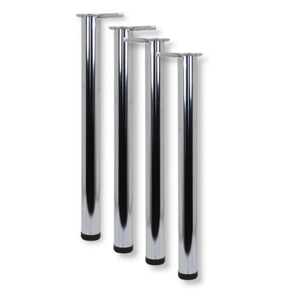 4er Set Tischbein höhenverstellbar Ø 60 mm Höhe 705 mm Stützfuß Chrom poliert