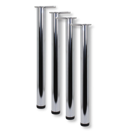4er Set Tischbein höhenverstellbar Ø 60 mm Höhe 705 mm Stützfuß Chrom poliert