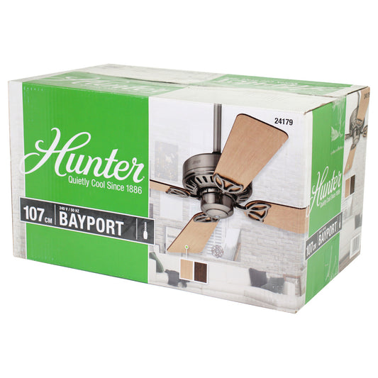 Hunter 24179 Bayport Deckenventilator Nickel gebürstet Ahorn Kirsche 107 cm