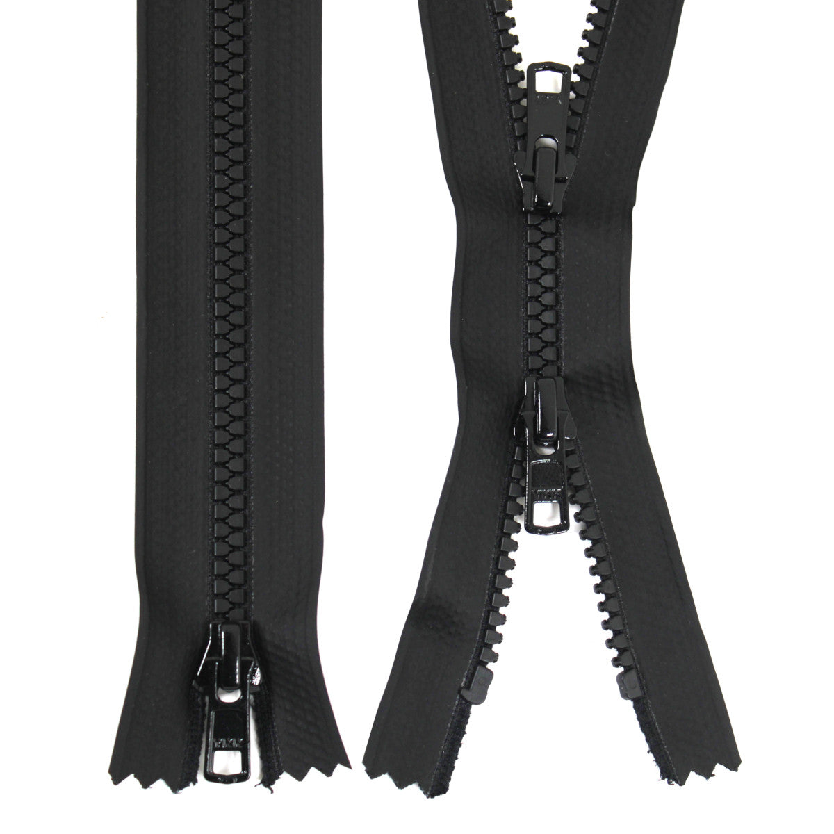 2 Stück YKK Reißverschluss 45 cm 2-Wege X-Form nicht teilbar Schwarz PU