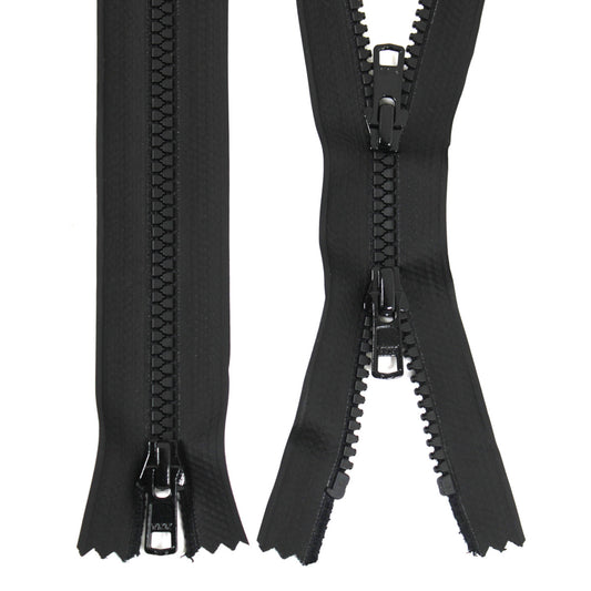 2 Stück YKK Reißverschluss 45 cm 2-Wege X-Form nicht teilbar Schwarz PU