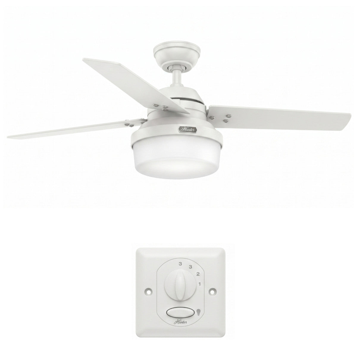 Hunter 52343 Sentinel Plus Deckenventilator 132 cm Weiss mit Beleuchtung