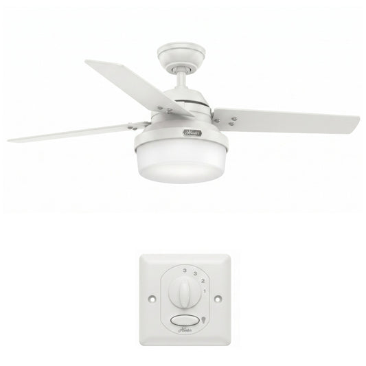 Hunter 52343 Sentinel Plus Deckenventilator 132 cm Weiss mit Beleuchtung