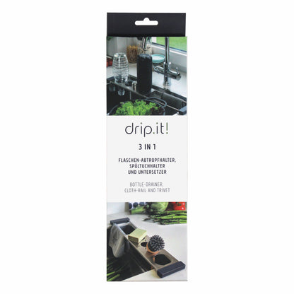 drip.it Abtropfhalter Flaschenhalter ausziehbar Edelstahl Silikon Untersetzer