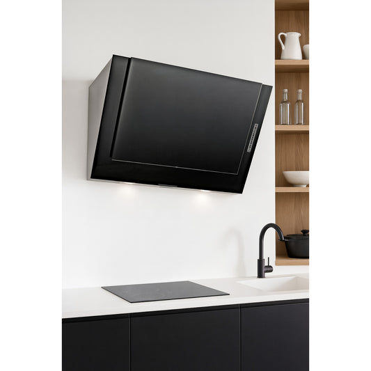Airforce F129 A ENSO ECO 60 cm BK Kopffreihaube Umluft Edelstahl Glas Schwarz